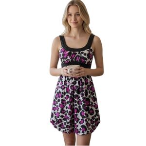 CITY TRIANGLES Y2K PURPLE LEOPARD PRINT DRESS SZ.3 EUC